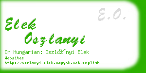 elek oszlanyi business card